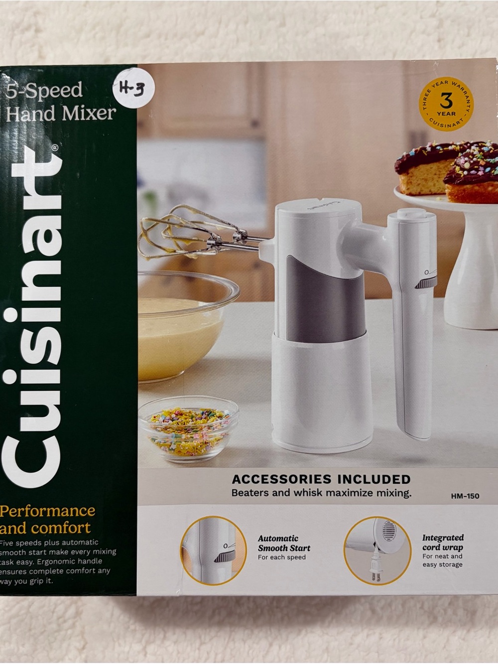 Cuisinart White and Silver Hand Mixer with Accessories